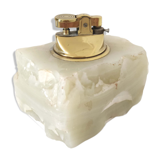 Briquet de table italien en albâtre et laiton