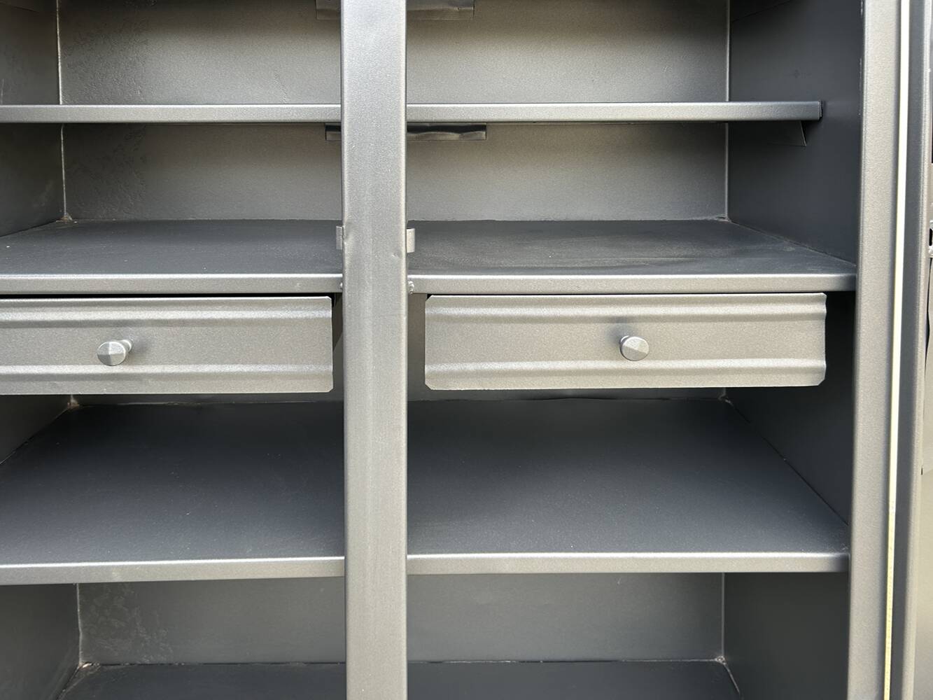 Metal kitchen cabinet, ball handles, 1950s