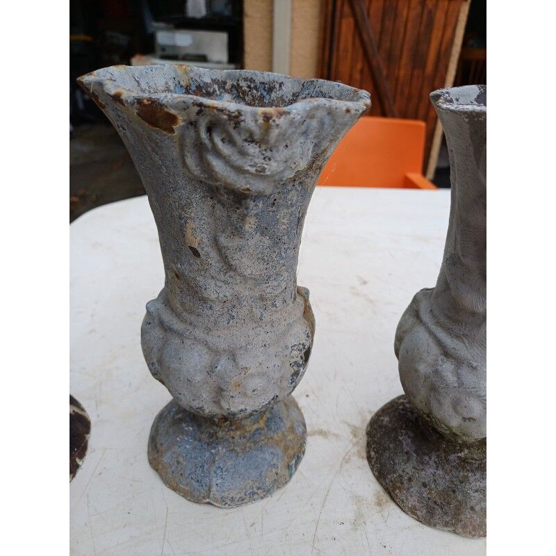 Set of 5 cast iron vases from 1900 from Charleville-Mézières