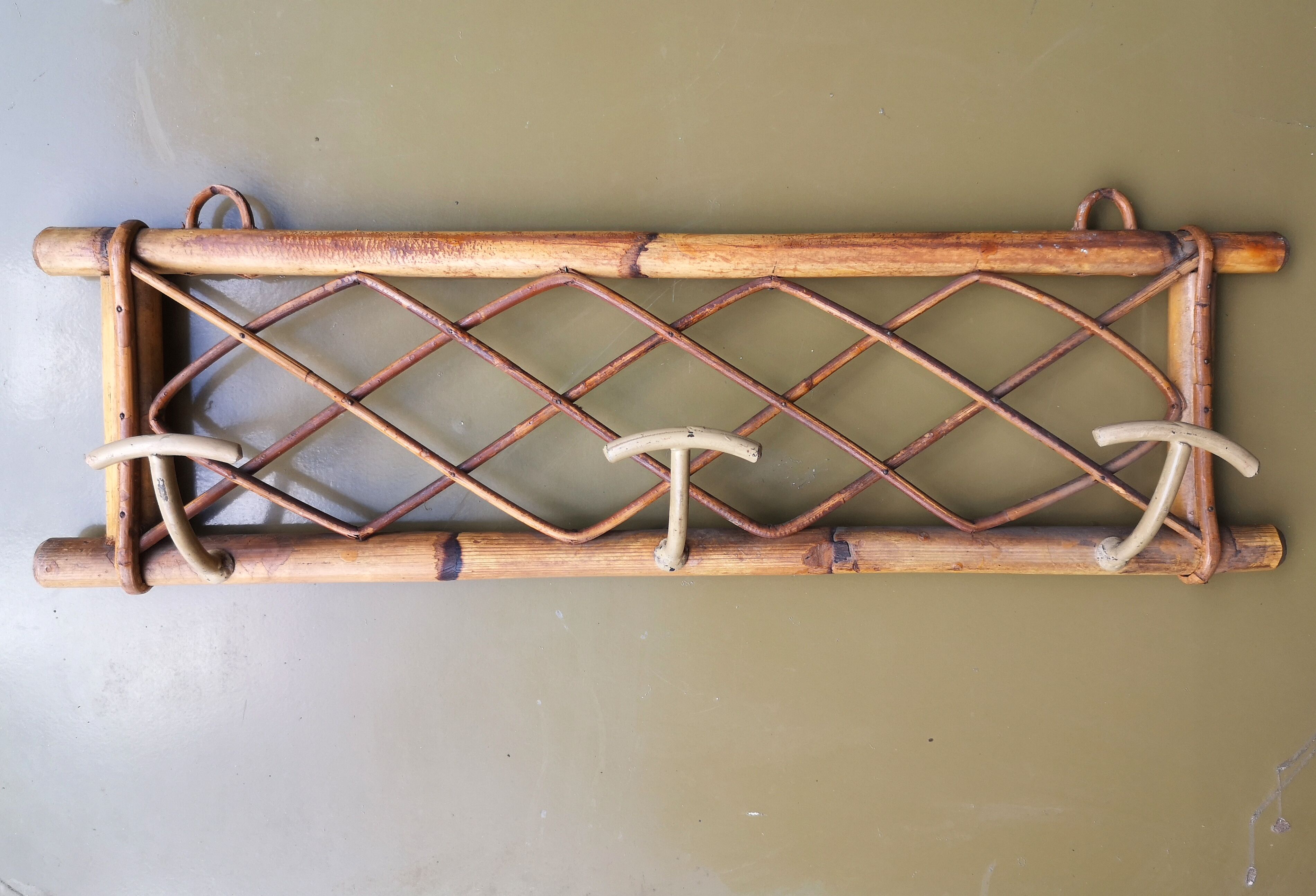Rattan coat rack