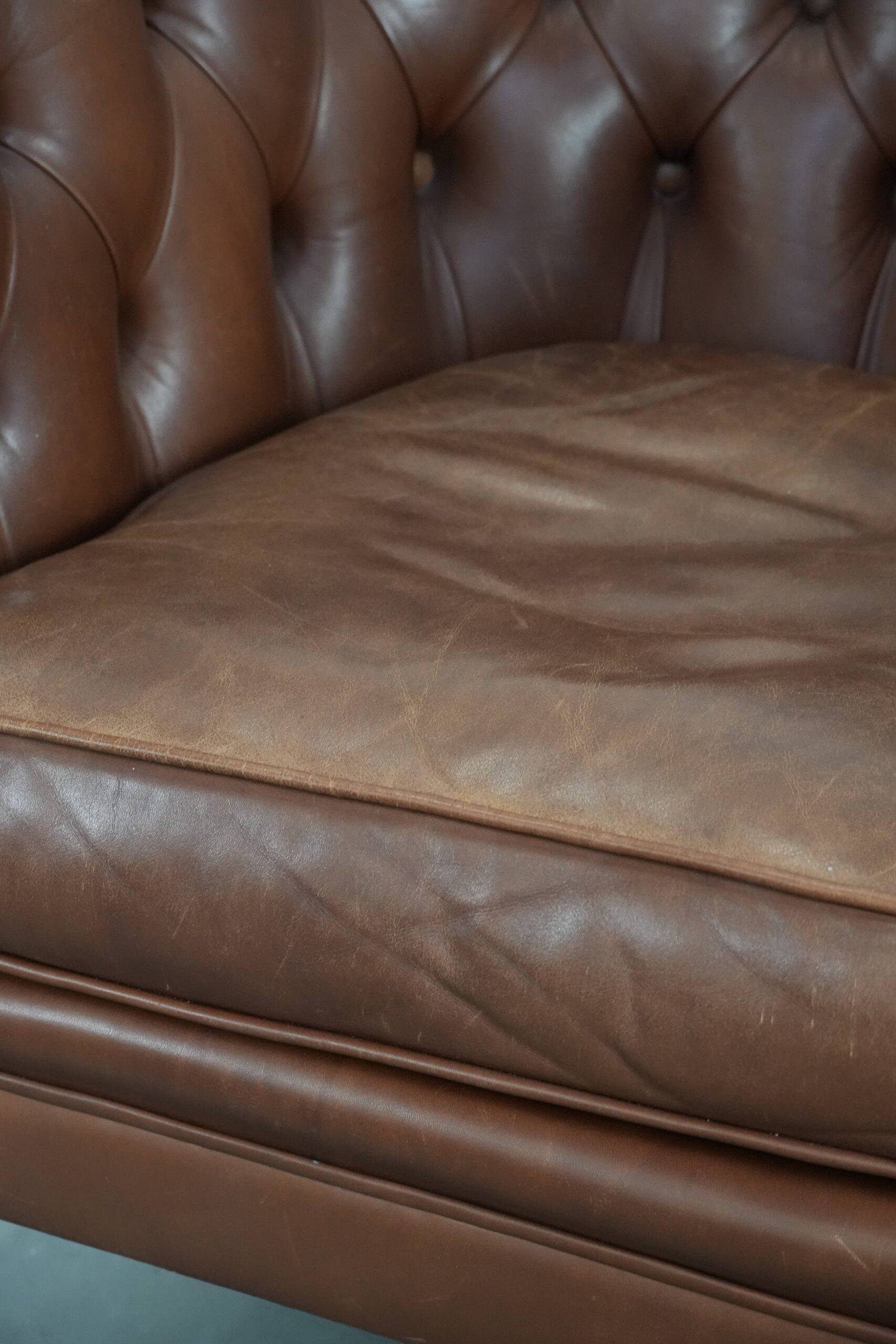 Chesterfield club armchair made of cowhide leather in English style