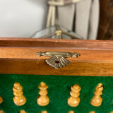 Wooden travel chess set, marquetry board