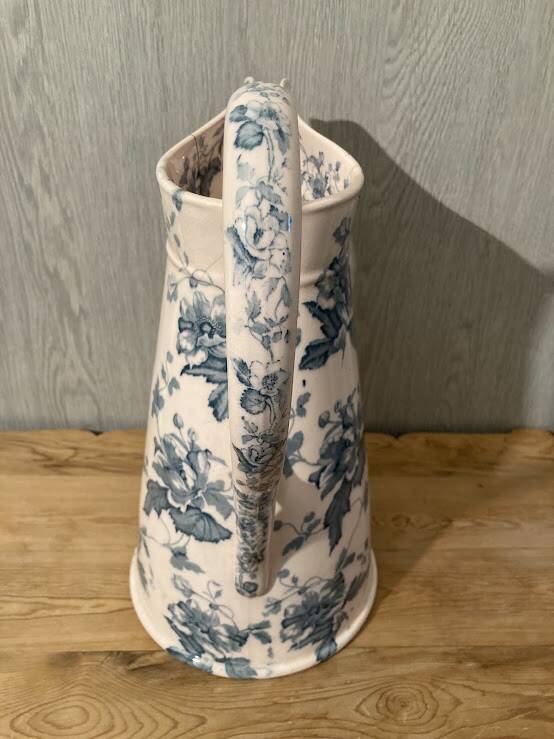 Antique water pitcher, English earthenware, Floral Furnivals England