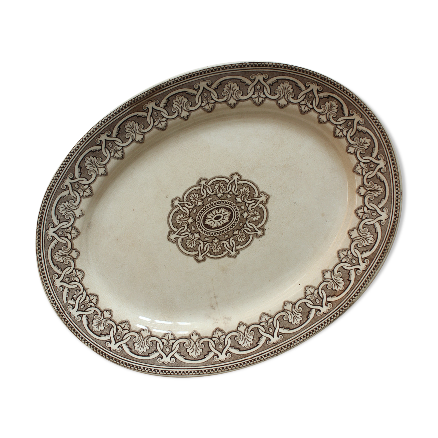 Oval flat in iron earth brown brown decoration