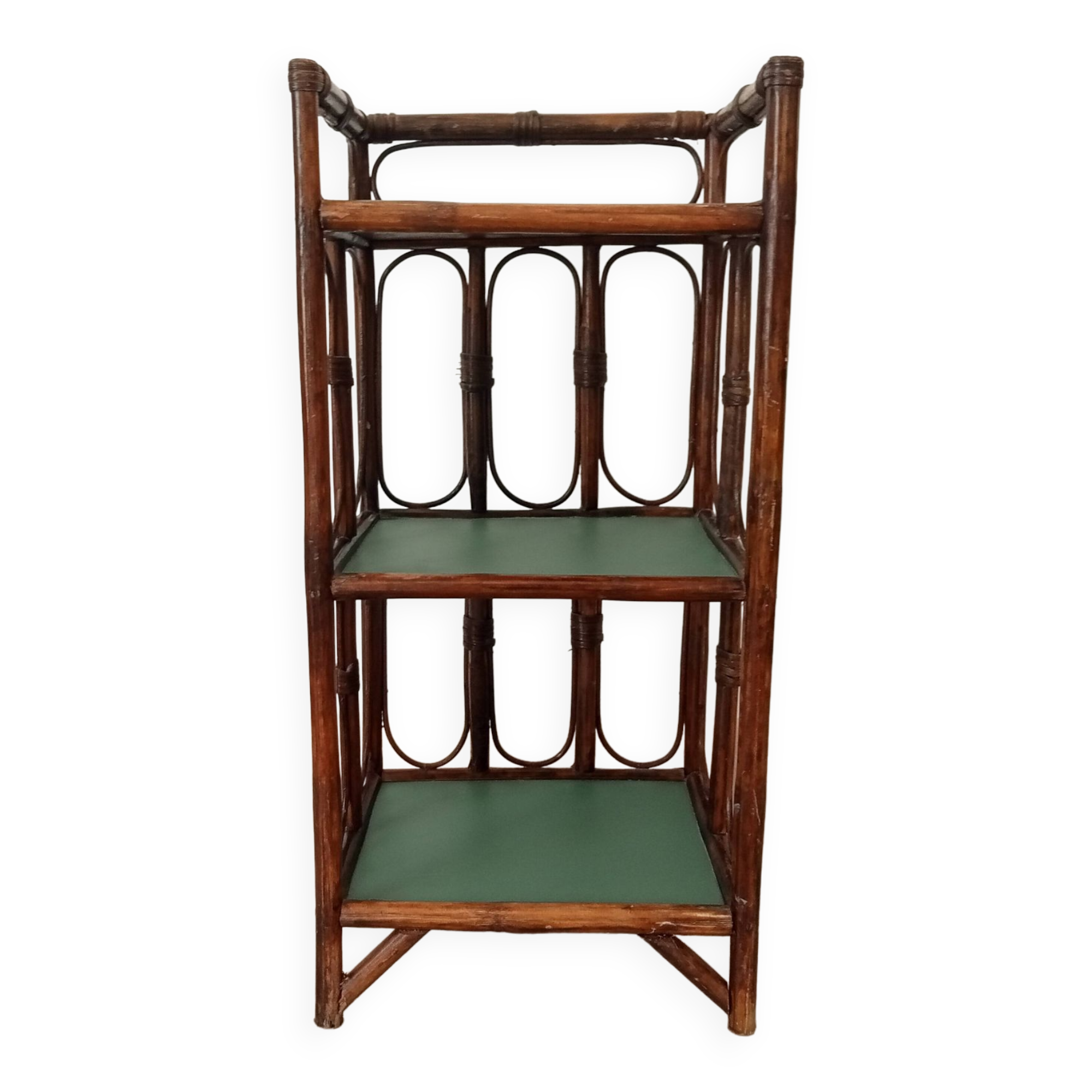 Vintage standing shelf in bamboo and rattan 60s/70s