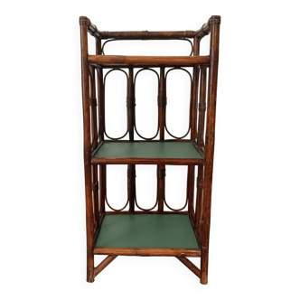 Vintage standing shelf in bamboo and rattan 60s/70s