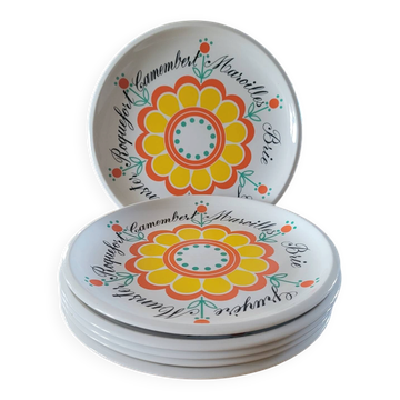 6 retro cheese plates
