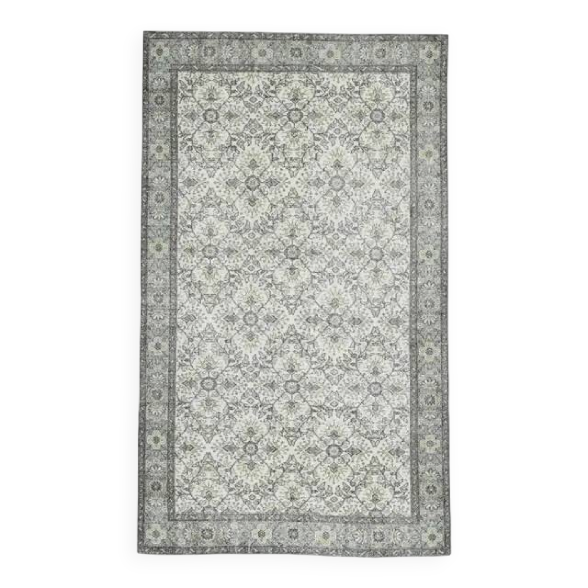 1970s Turkish Oushak Handmade Wool Cotton Green Area Rug 164x285