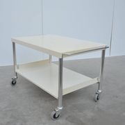 White lacquered metal & chrome serving trolley, 1960s