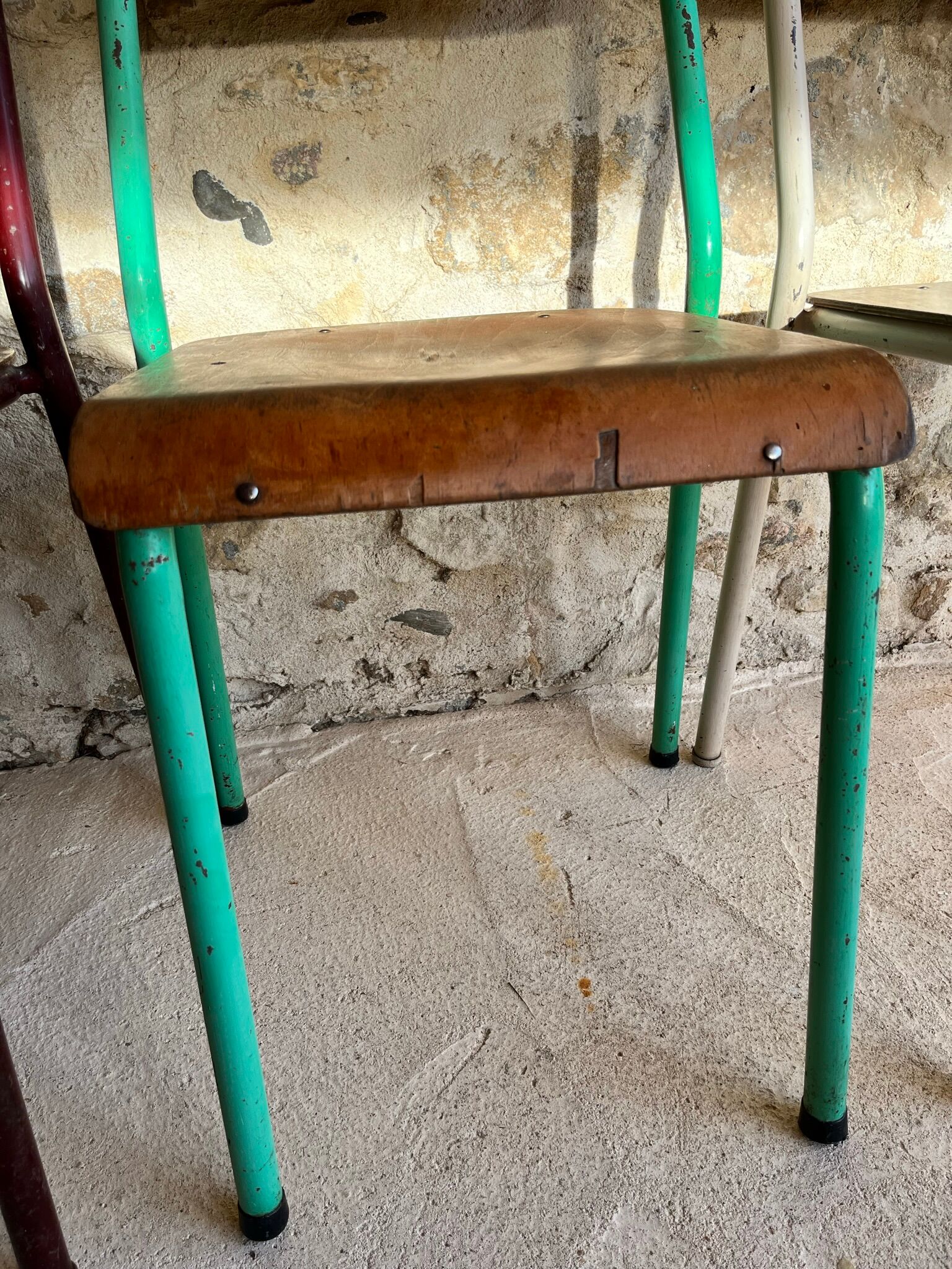 Set of 4 mismatched old school style chairs