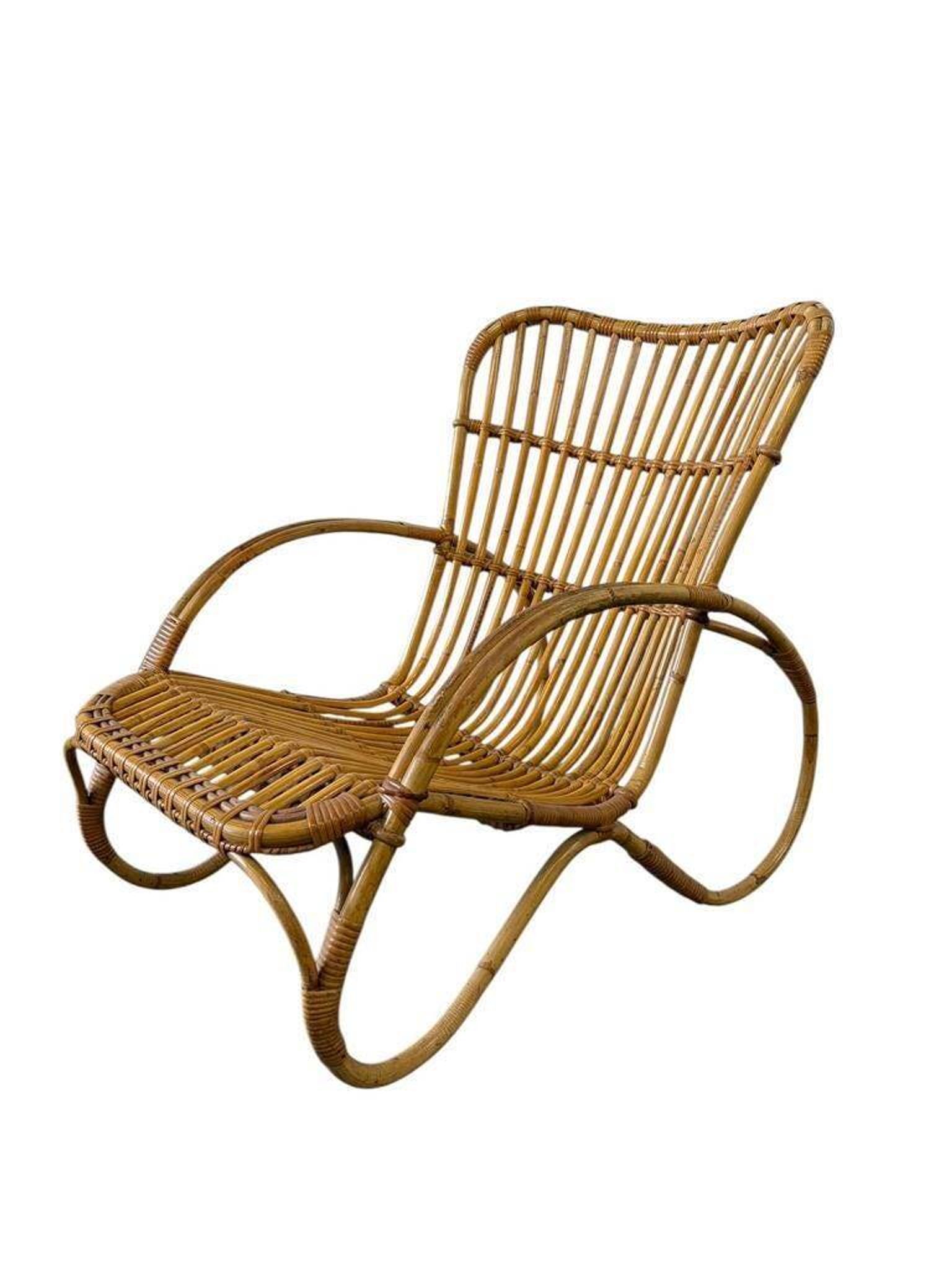 Fauteuil vintage en rotin / fauteuil une place / chaise lounge