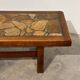 Vintage brutalist stone mosaic coffee table – solid wood, 1970s