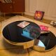 Table basse années 70 pivotante verre noire fumée et chrome