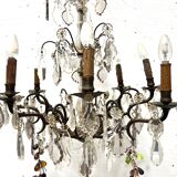 Louis XV style chandelier with pendants and colored glass fruits, 20th century