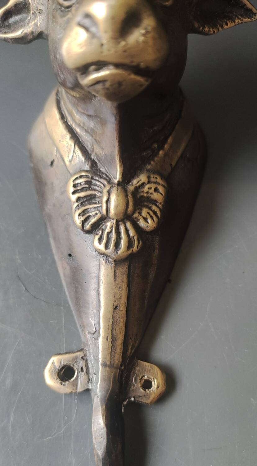 Bronze patinated metal bull wall hook