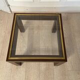 Brown laqué steel coffee table, Belgium, 1980