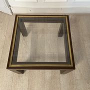 Brown laqué steel coffee table, Belgium, 1980