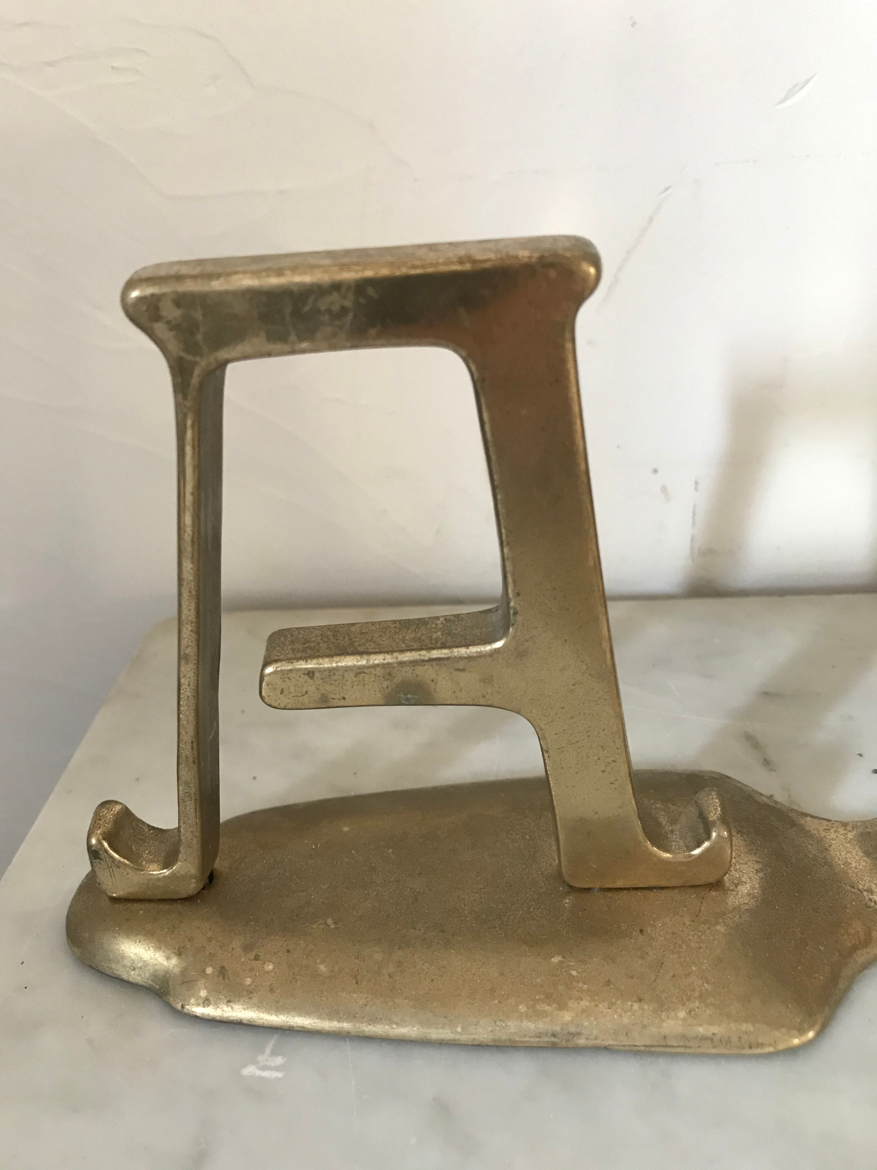 Pair of vintage brass bookends