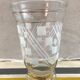 Pair Old Glass Vase Moulded Gold Decor AMORA - Vintage Geometric Design
