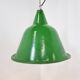 Large vintage industrial green enamel pendant lights, 1960s