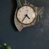 Vintage clock silent asymmetrical wall clock "Lutetia golden green"