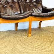 Scandinavian leather and teak bench from the 1960s.