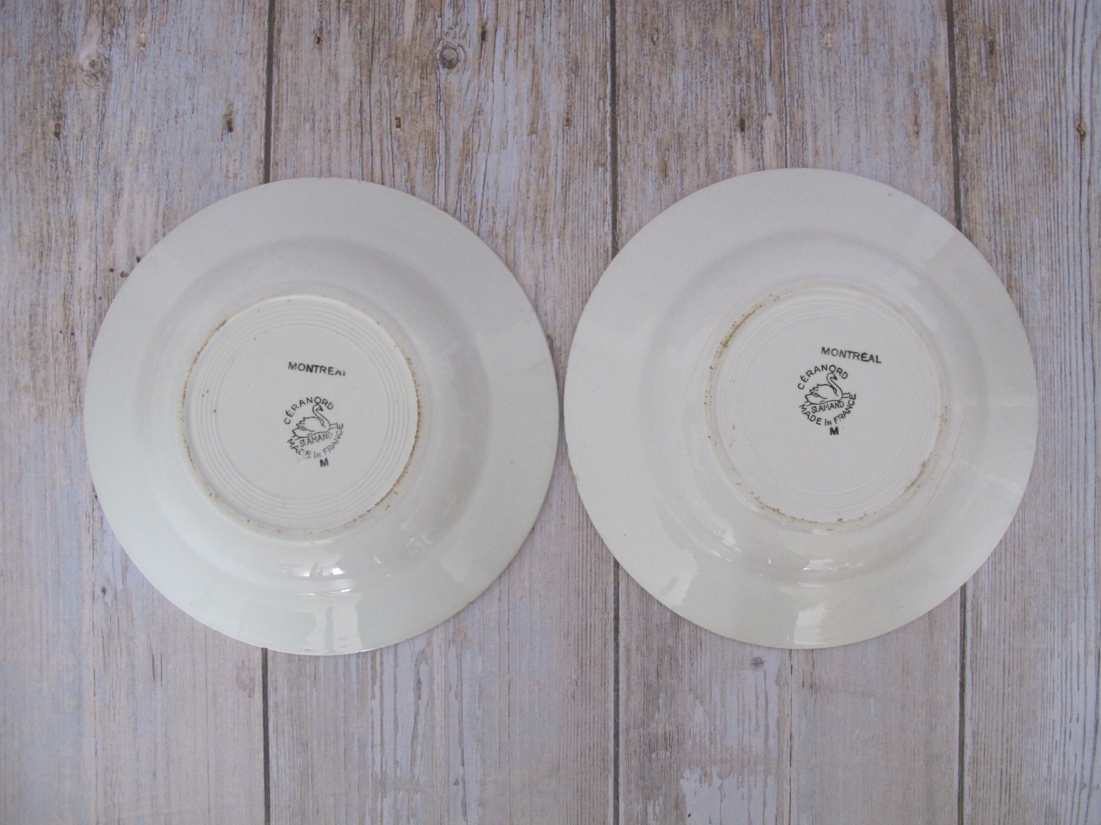 2 hollow plates made of Saint Amand earthenware
