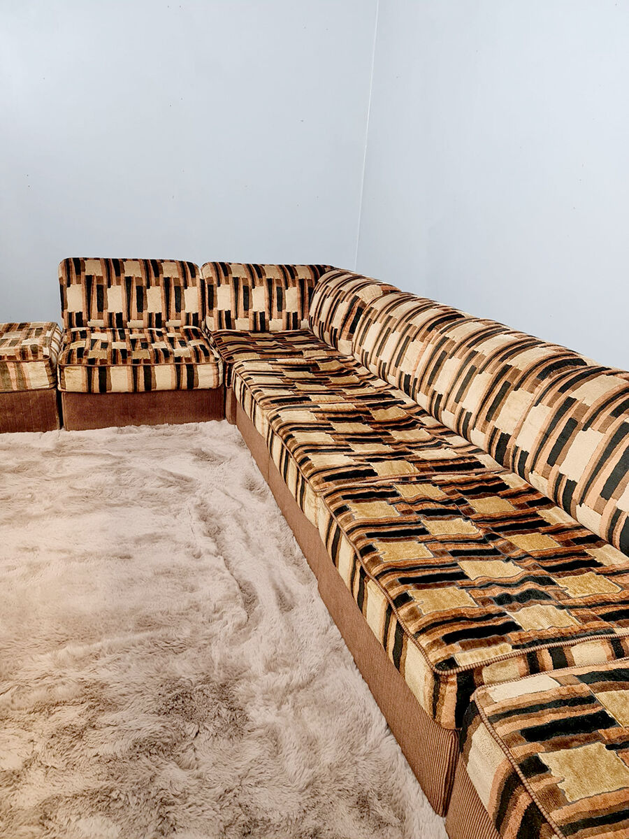 Midcentury modular sofa Laauser vintage 'Earth tones'