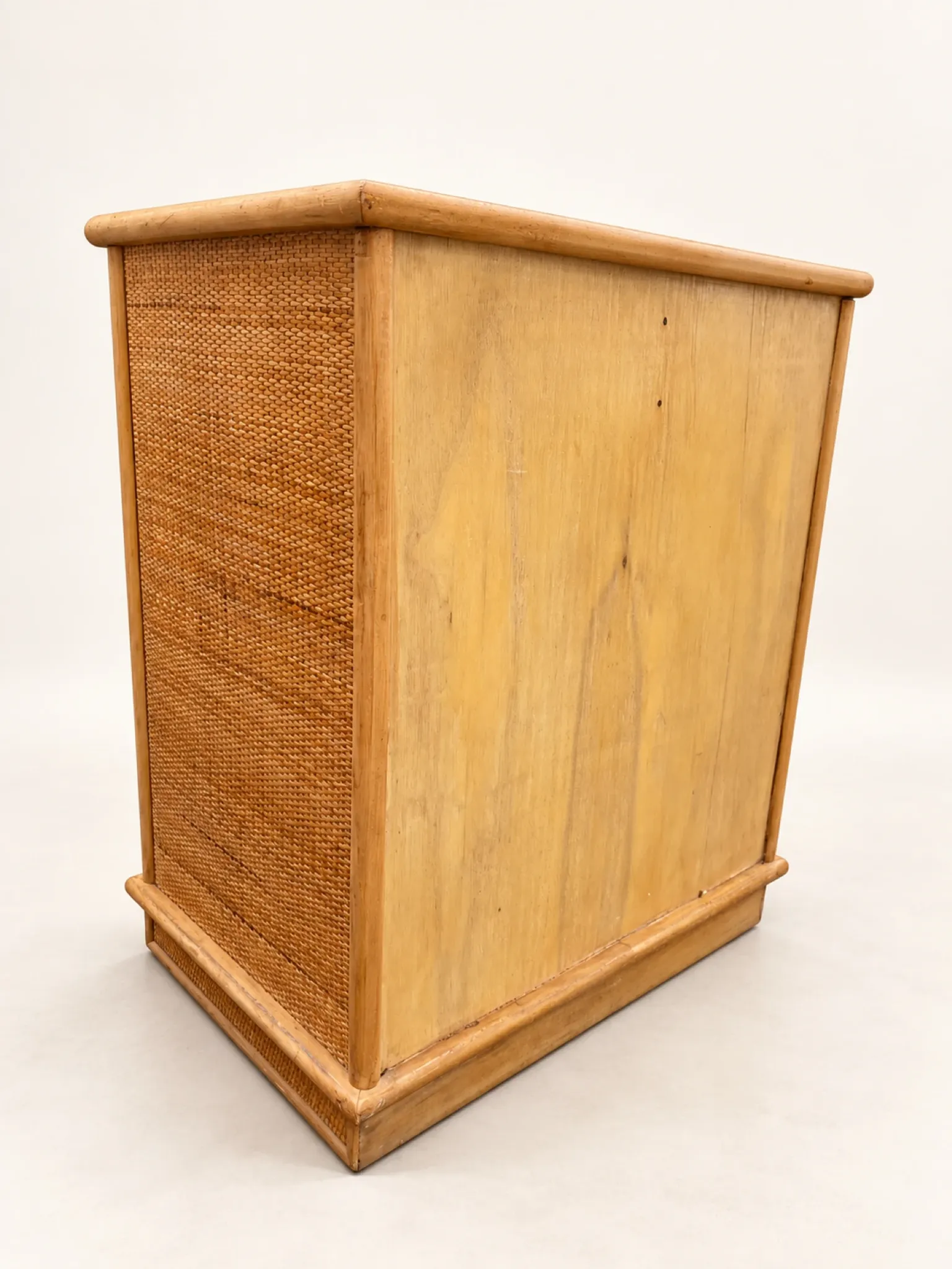 Vintage woven rattan commode with five drawers – bohemian style