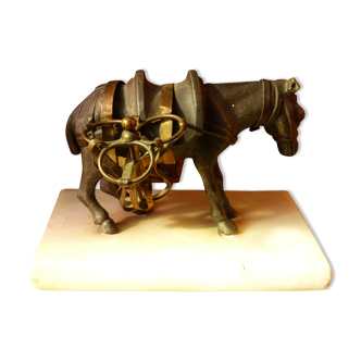 Brass donkey on marble base