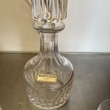 Whisky decanter and its 3 crystal glasses St Louis
