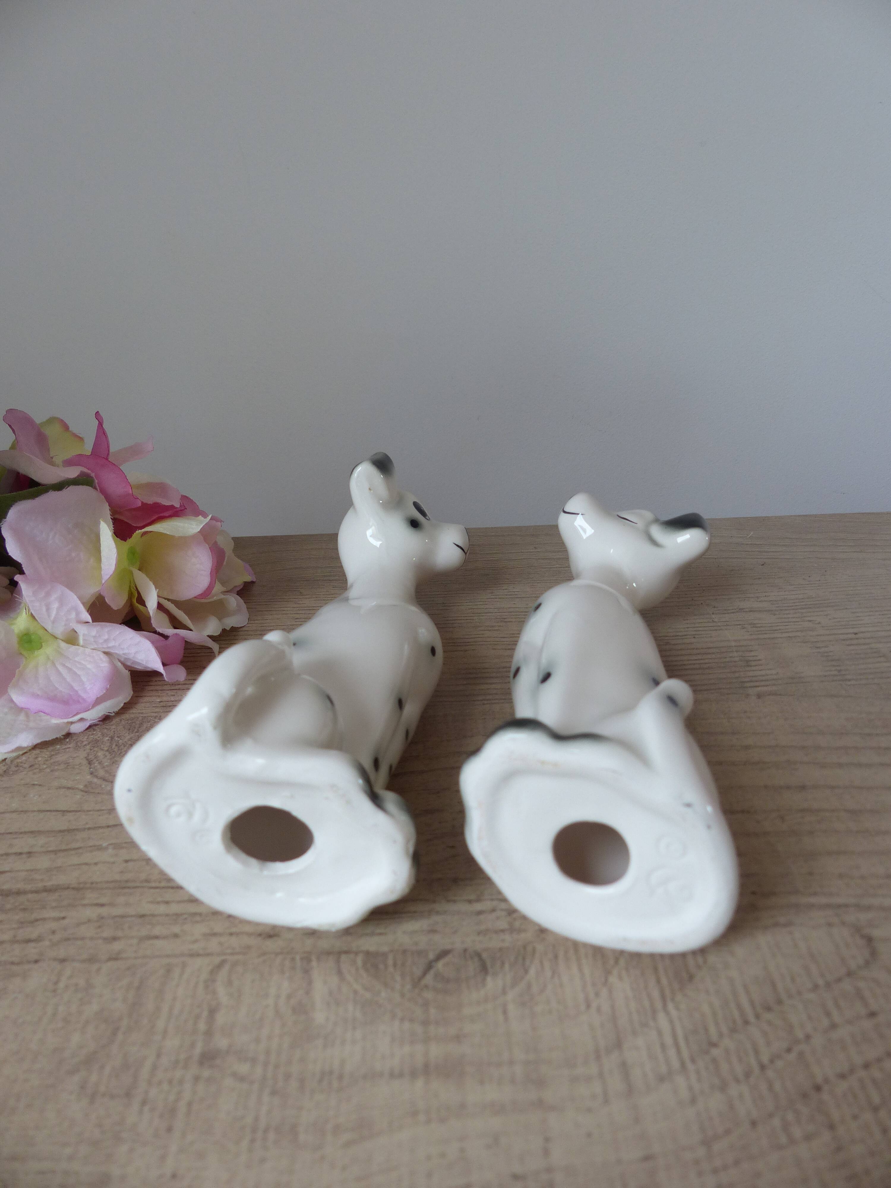 Romantic Dalmatian Dog Couple Ceramic Figurines 1970s