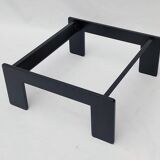 Square black lacquered wood coffee table design 1980