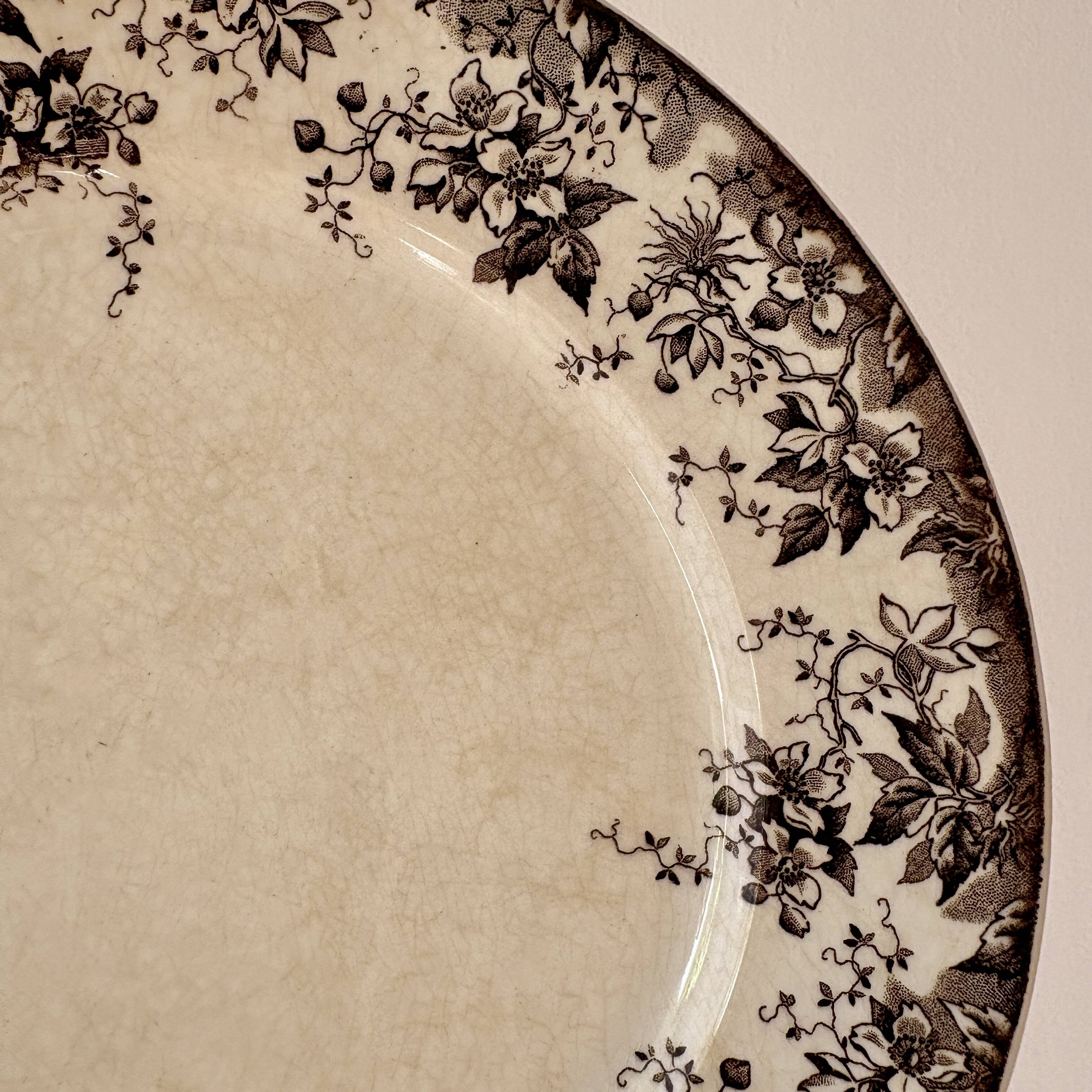 Set of 6 antique ironstone dinner plates, Alphand pattern