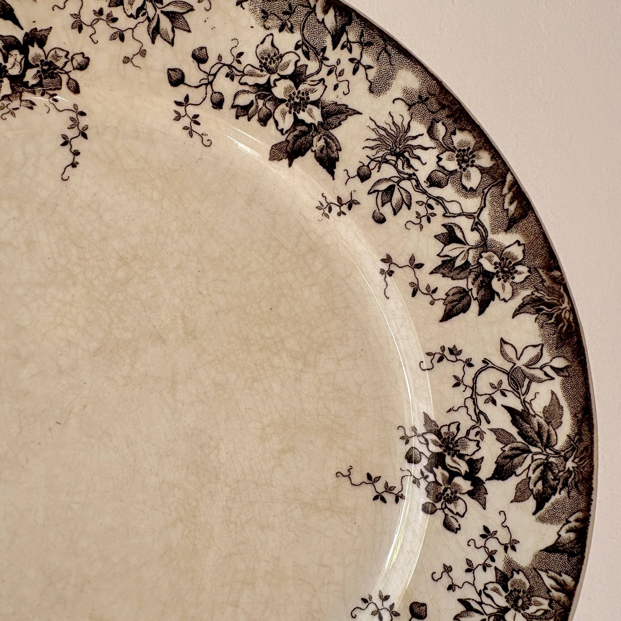 Set of 6 antique ironstone dinner plates, Alphand pattern