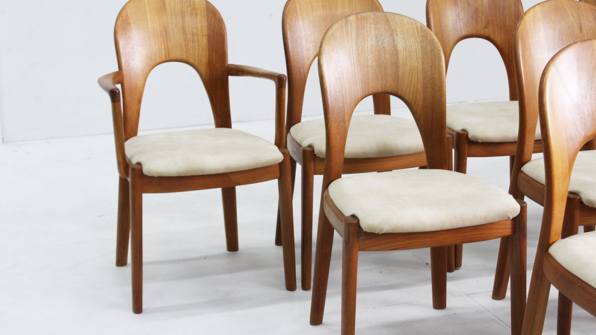 Vintage Danish dining chairs by Niels Koefoed solid teak, set of 10