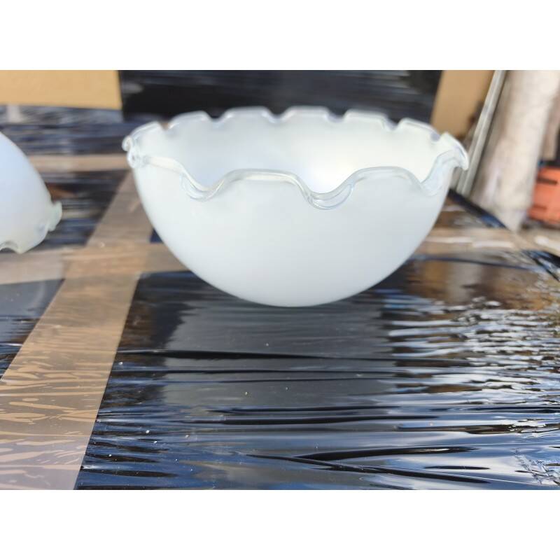 3 white opaline glass tulips from the 1960s