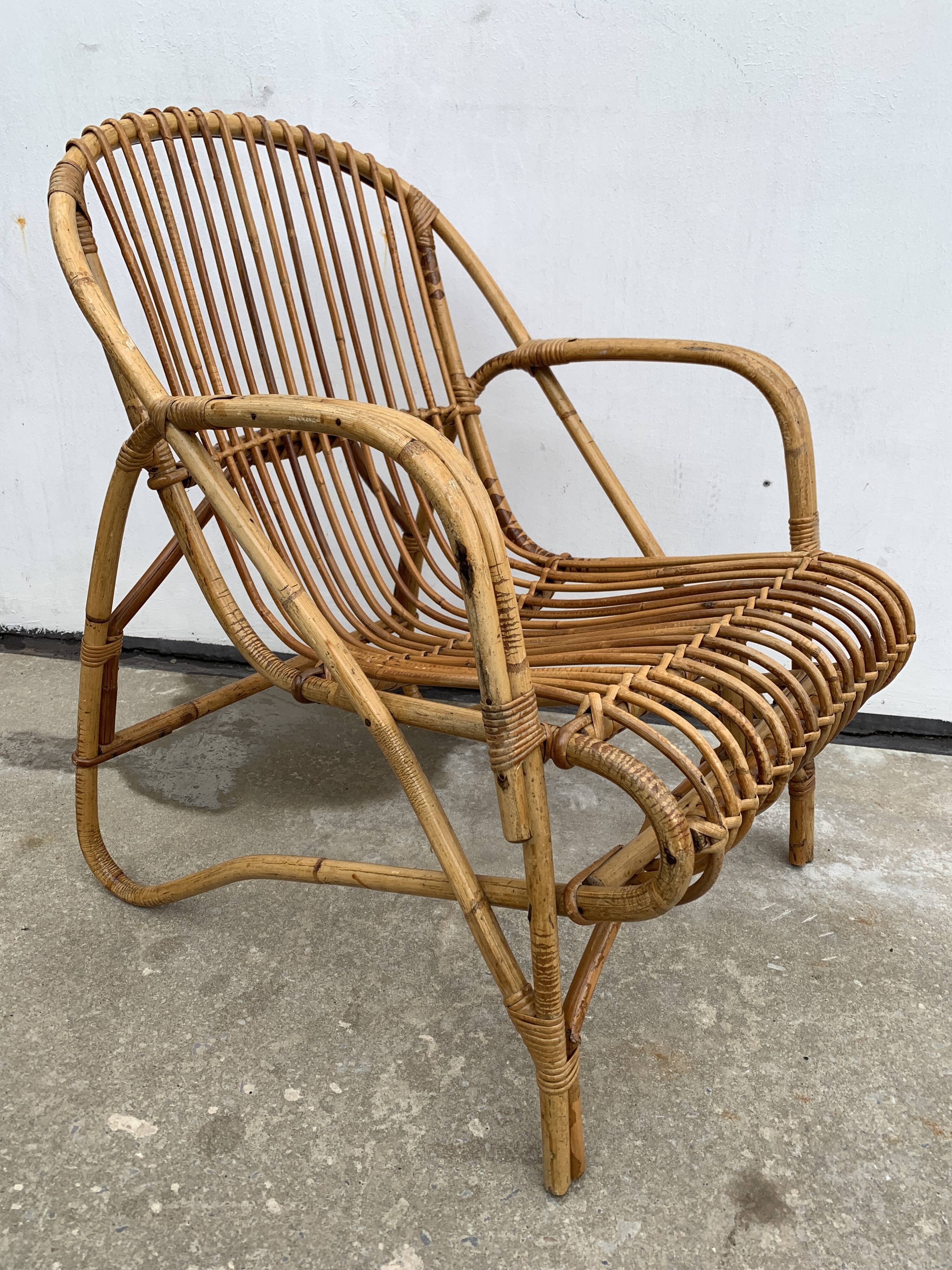 Fauteuil en rotin, 1960