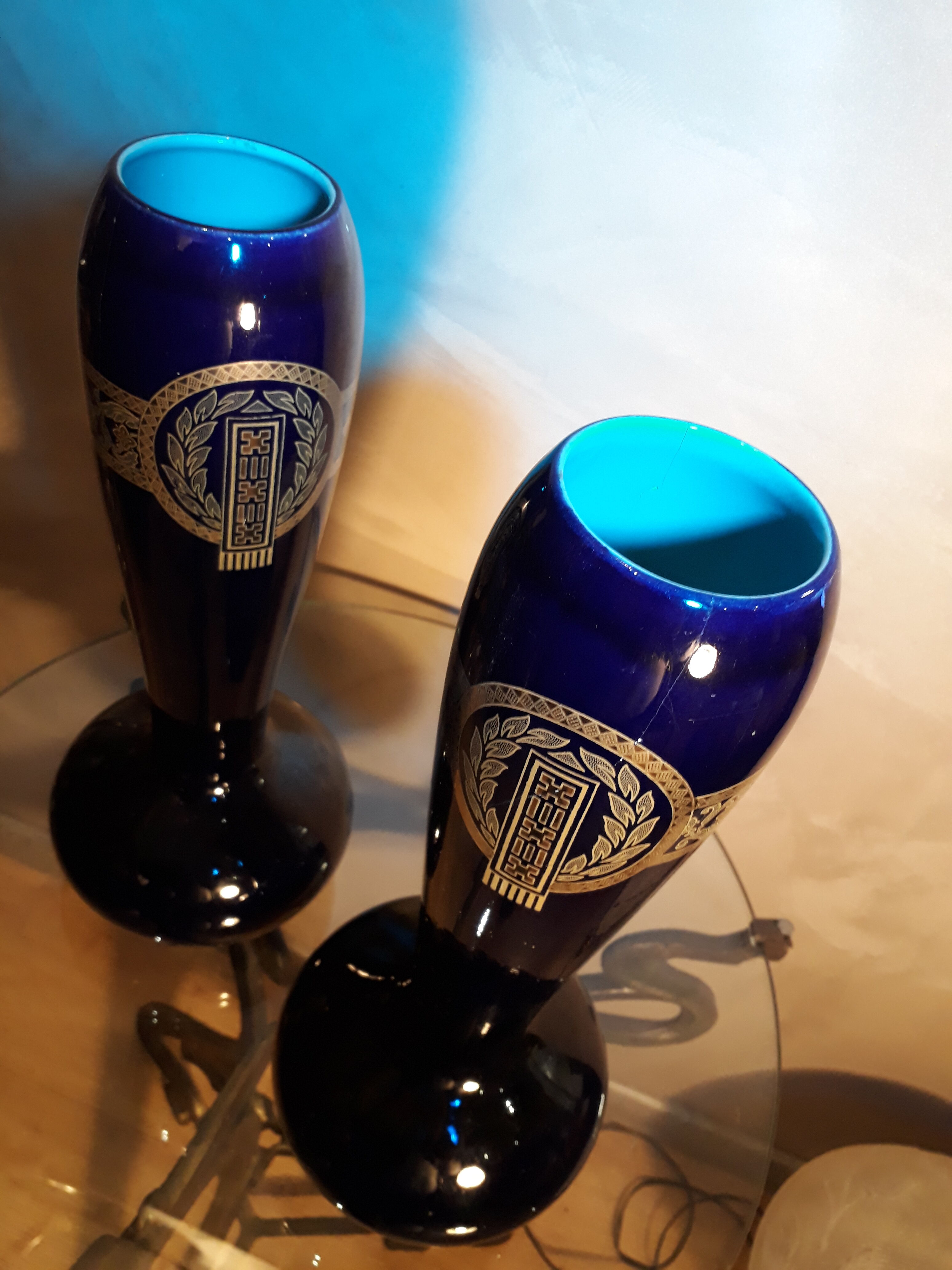 2vases in sarreguemines 38x14 very classy with several feles