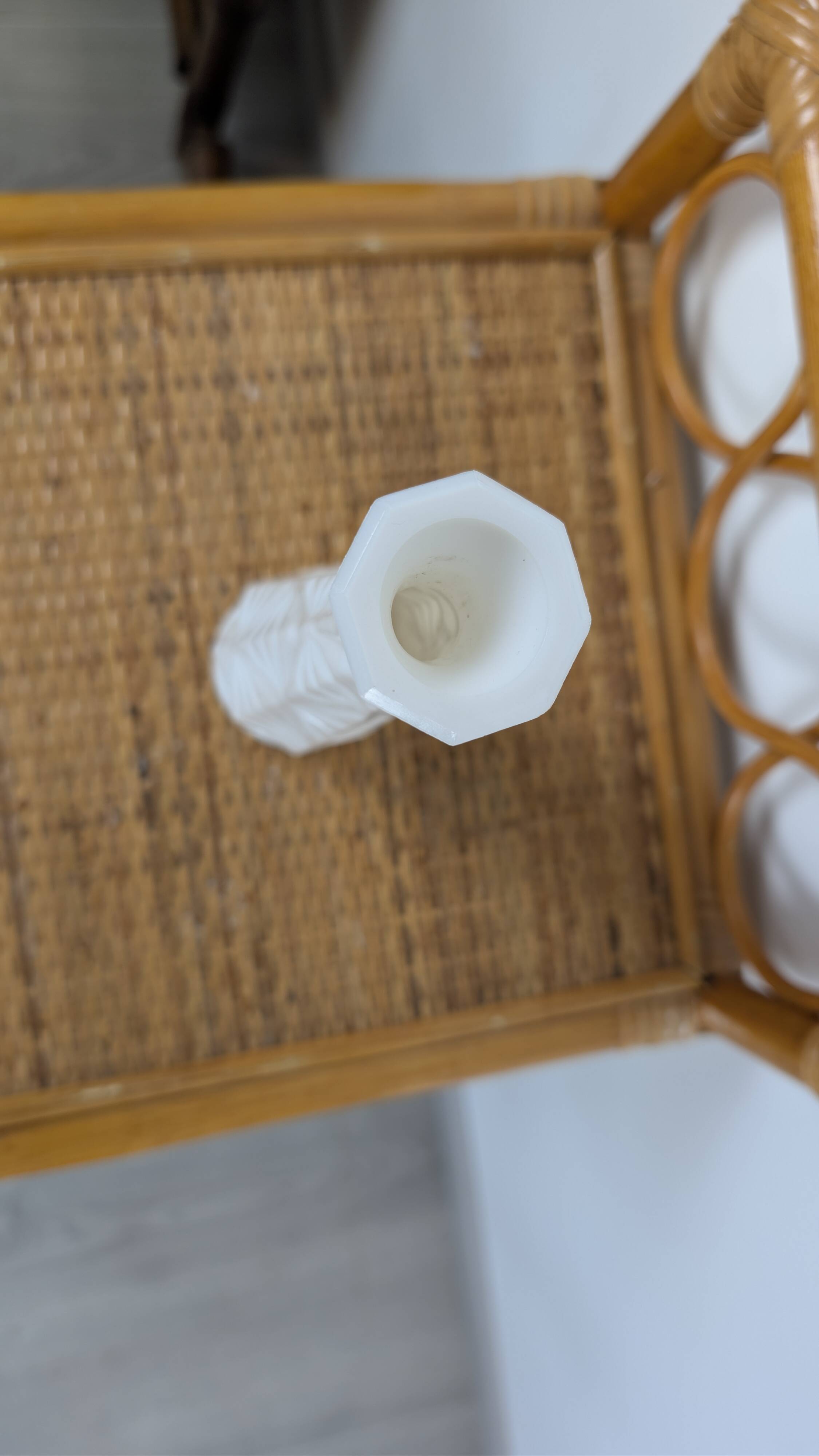 Vintage white moulded glass soliflore in Art Deco style from the 1960s.
