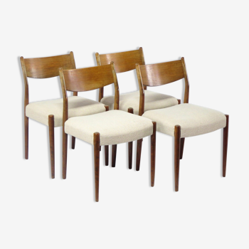 Set of four mid century walnut dining chairs, 1960s