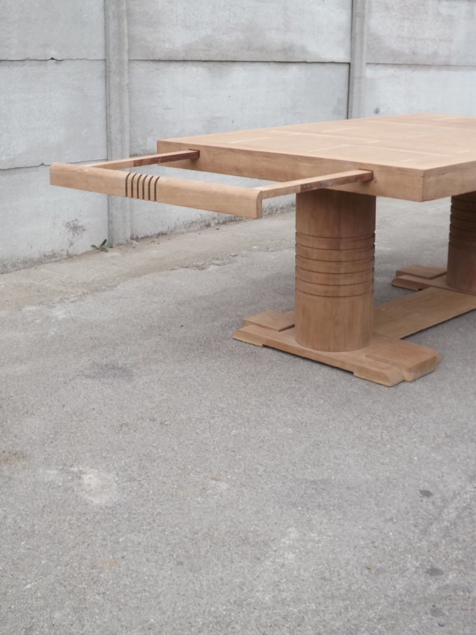 Oak table by Charles Dudouyt brutaliste art deco 1930