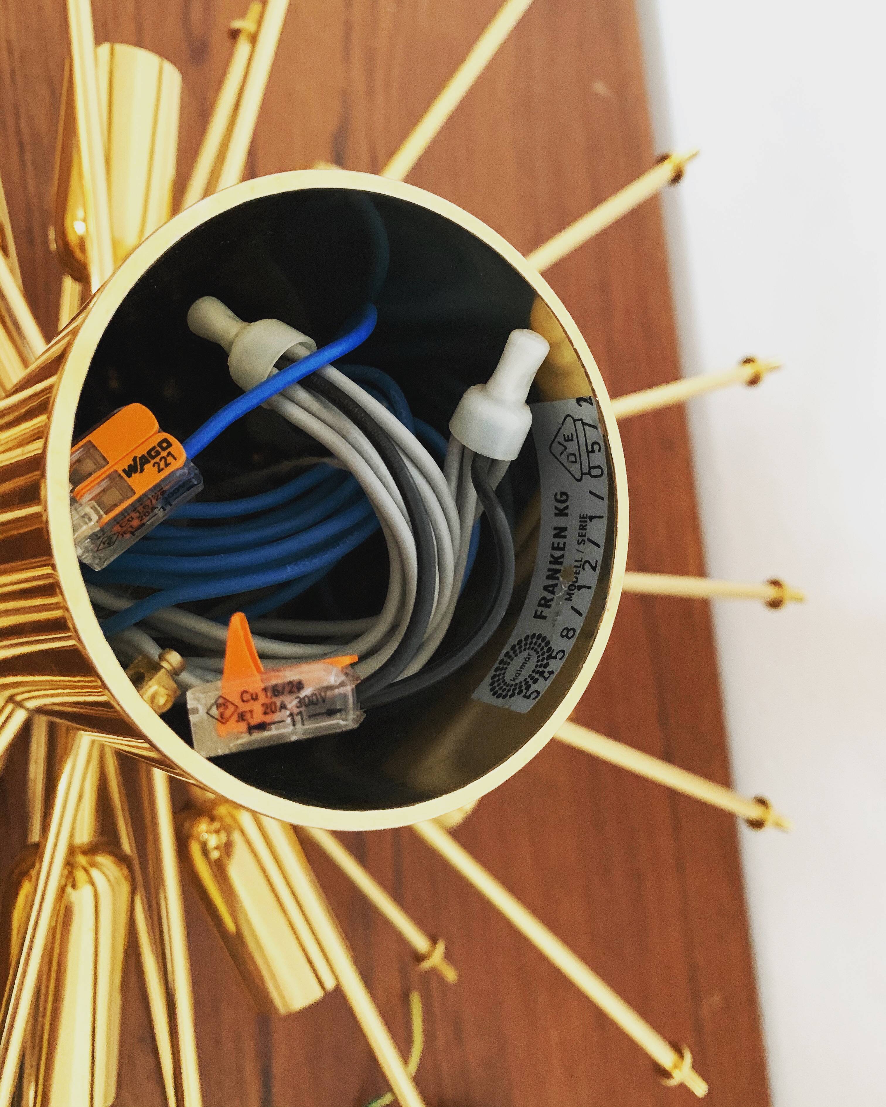 Gilded ice glass ceiling chandelier by J.T. Kalmar