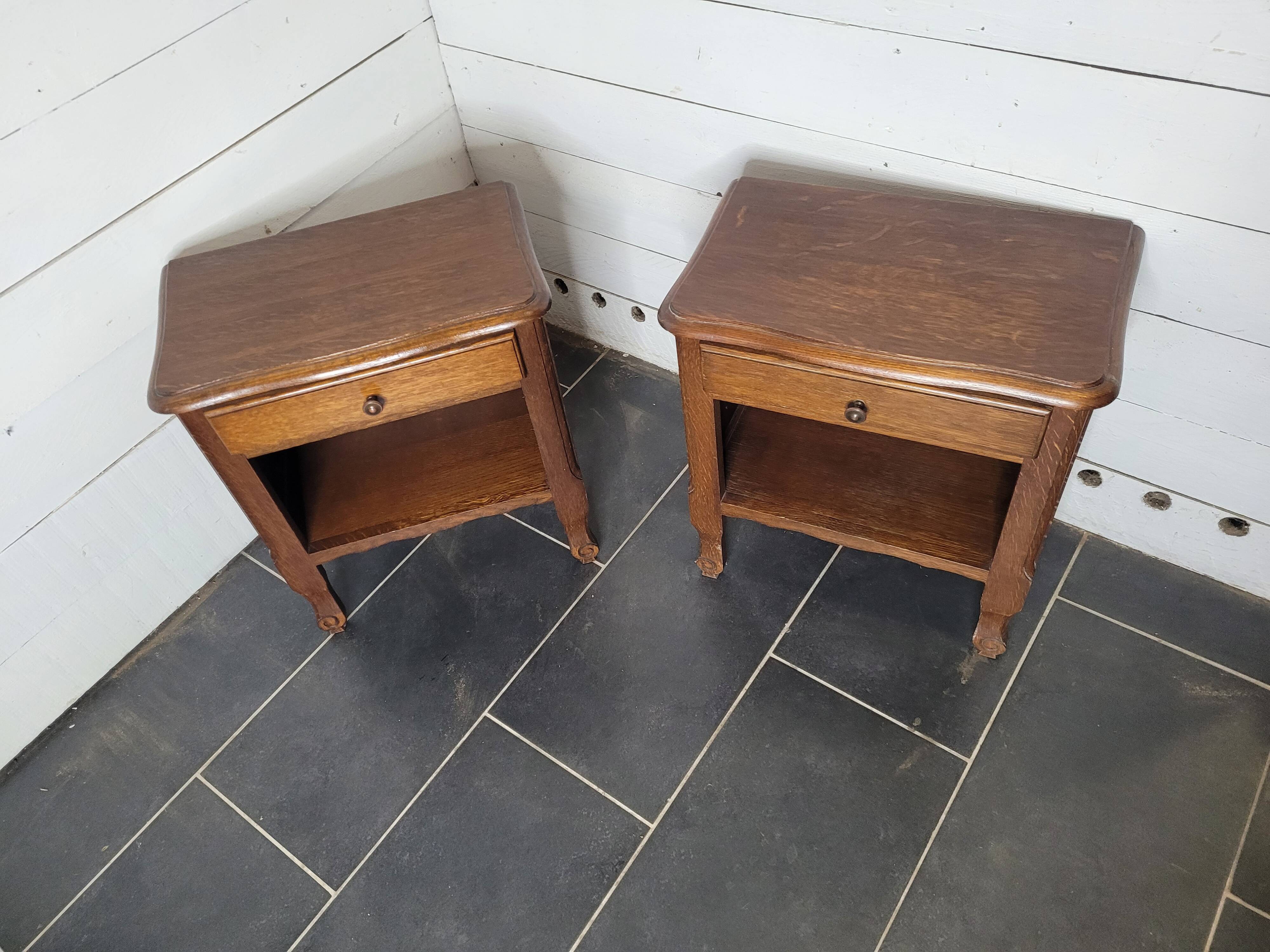 Pair of oak bedside tables
