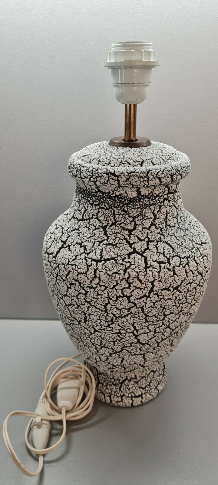 Table lamp in cracked ceramic black & white vintage 60s /70s