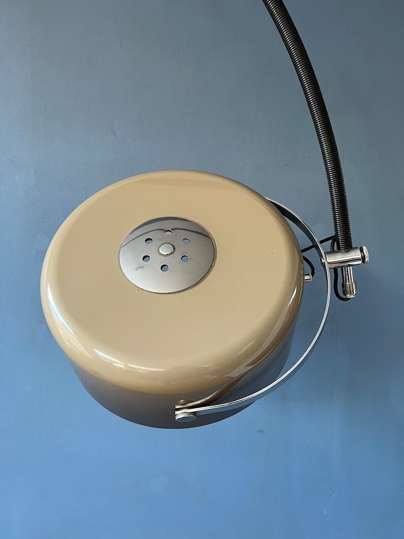 GEPO arch floor lamp with beige 'Bucket' lampshade