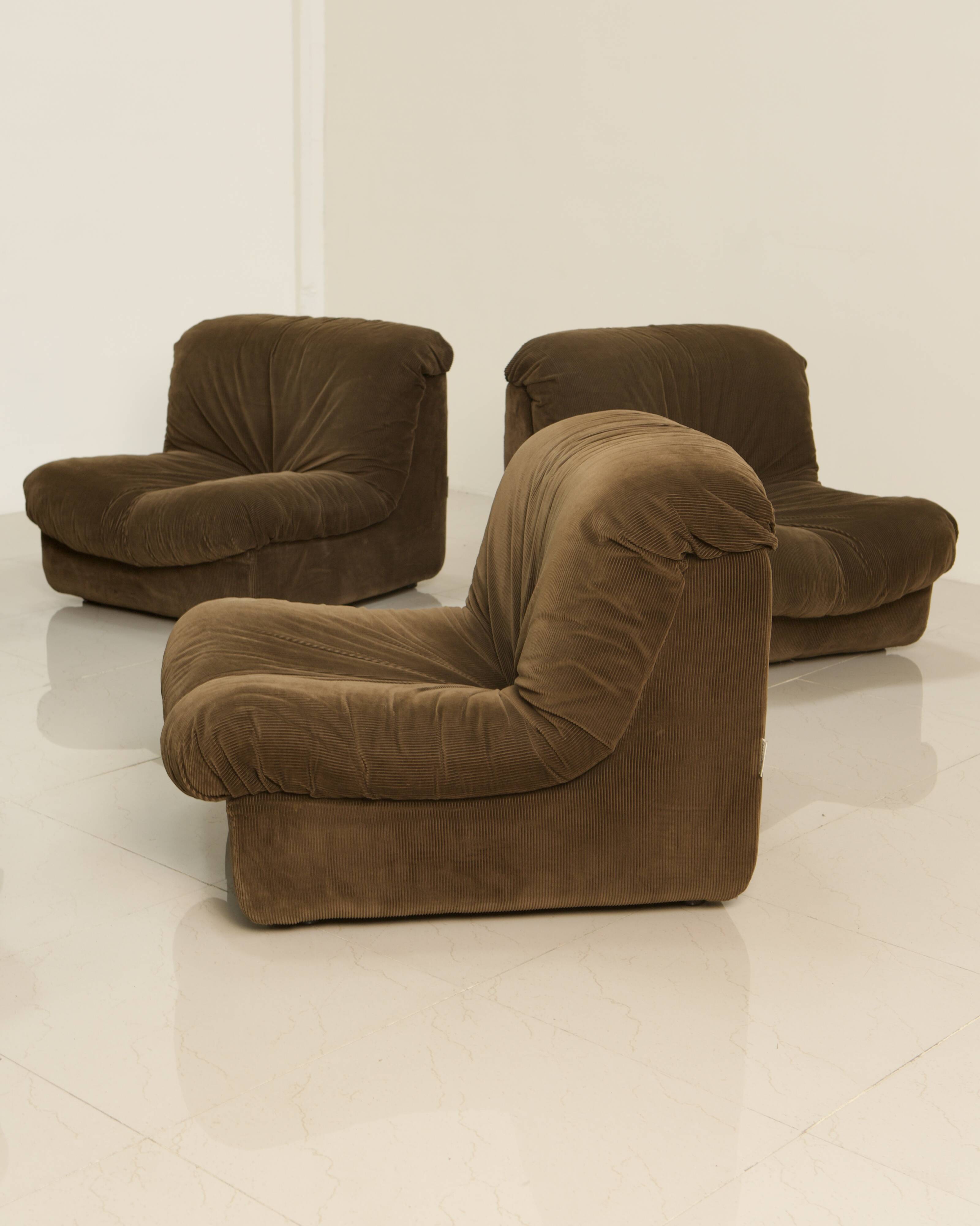 Canapé modulable en velours marron par Stilgamma 70's