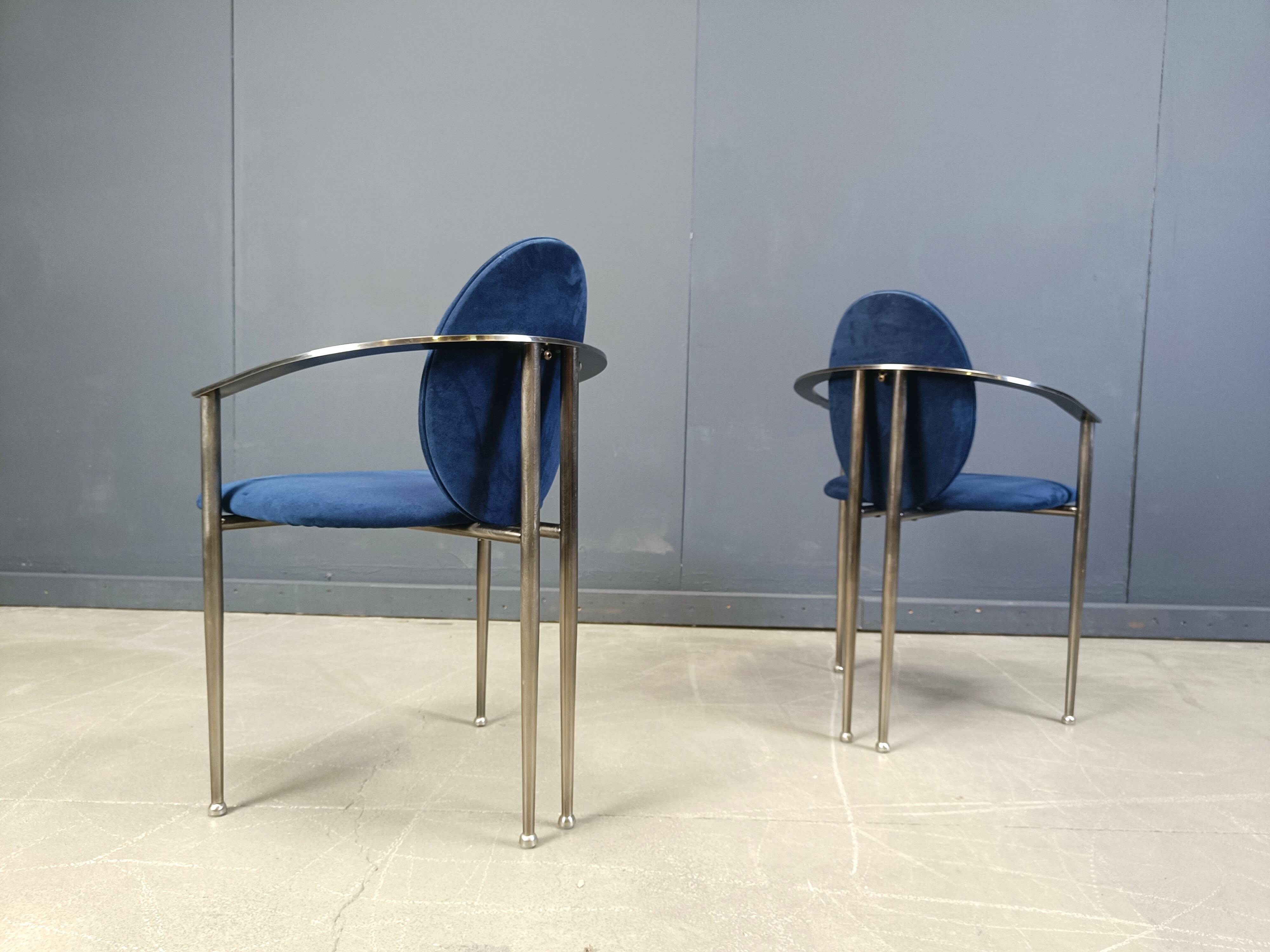 Ensemble de 6 chaises de salle à manger postmodernes par Belgochrom, années 1980