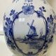 Large antique Delft blue and white porcelain vase signed