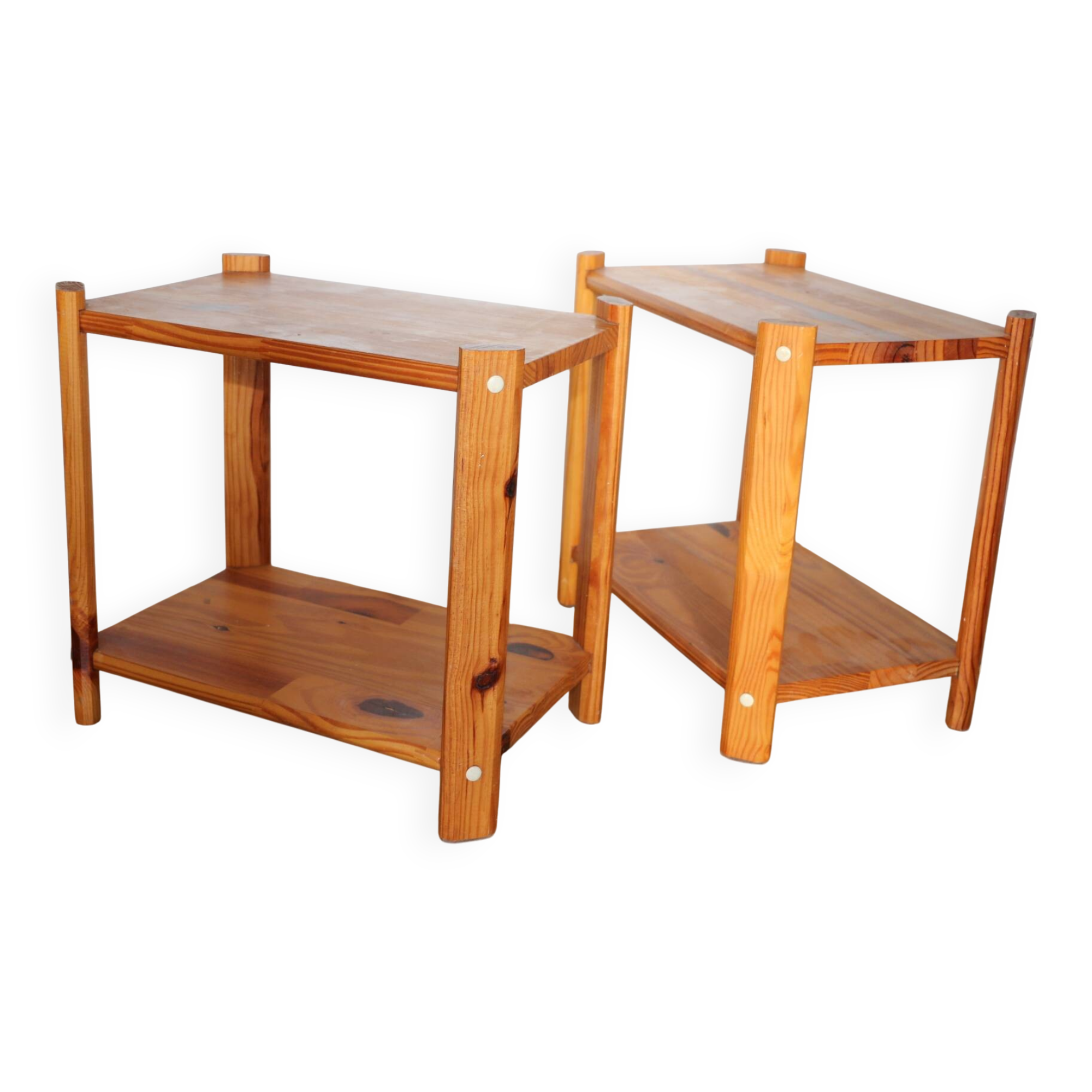 Pair of solid pine bedside tables, 1980